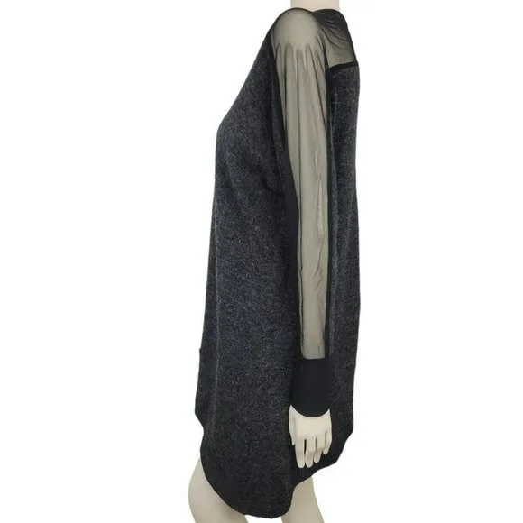 Sympli Tangent Tunic Sweater Mixed Media Lagenlook Hem Mesh Sleeve Knit Top 6-8 - Picture 8 of 12